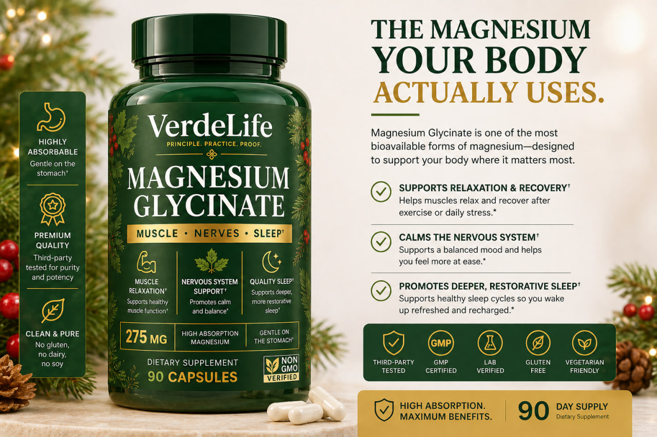 VerdeLife Magnesium Glycinate Bottle
